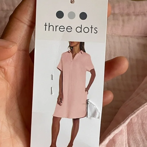 Three Dots Pink Gauze Shirt Dress | Size M | NWT 100% Cotton boho - Picture 8 of 8